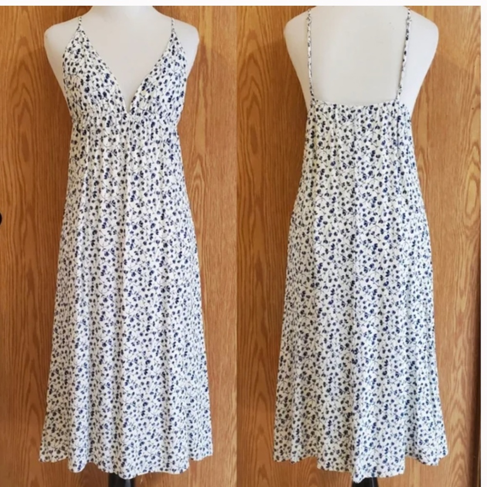 Reformation Blue and White Floral Midi Dress